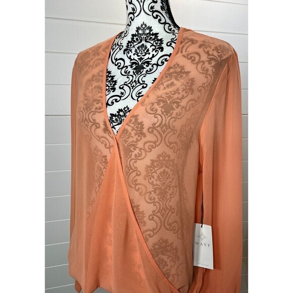 Wayf Clifton Wrap Top Womens Sz Large High Low Coral New Norm Core - Picture 1 of 12